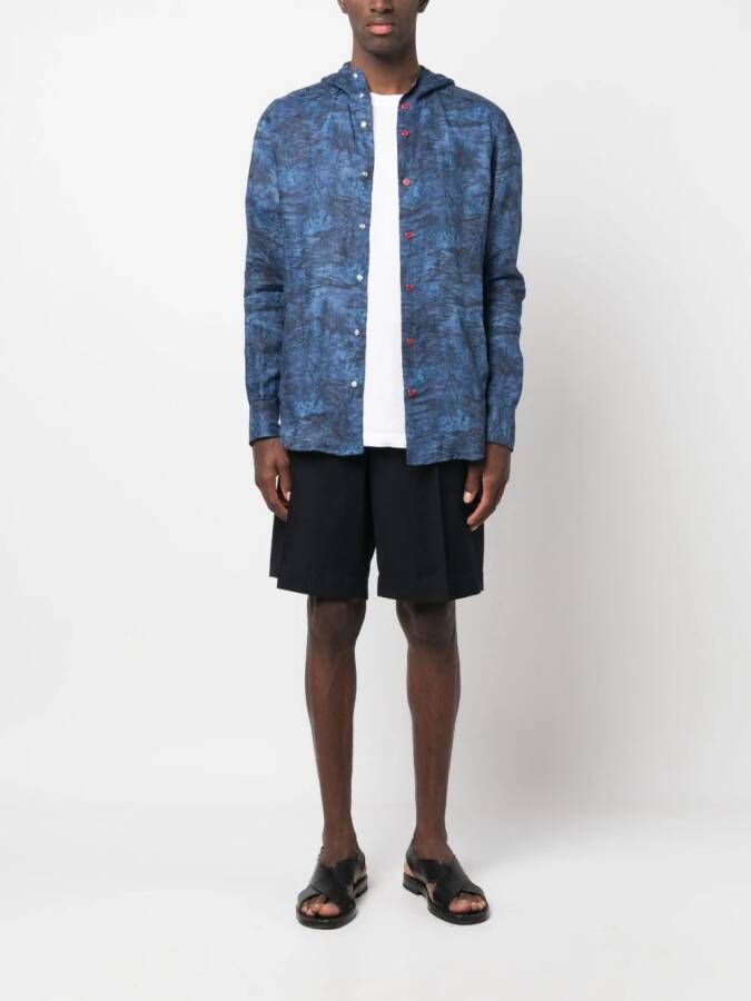 Kiton Overhemd met botanische print Blauw