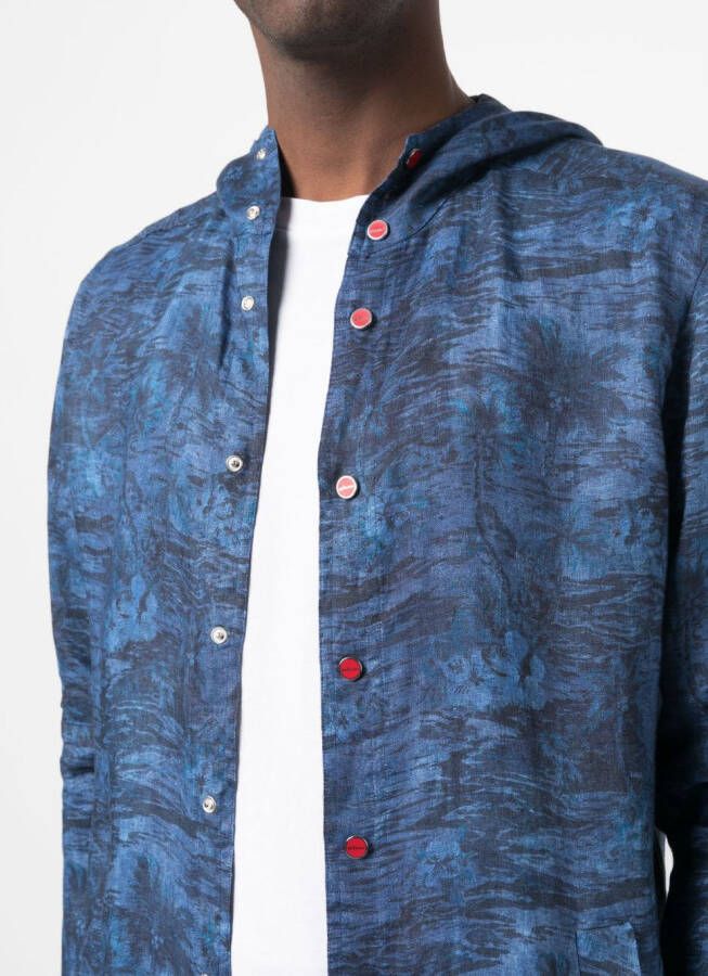 Kiton Overhemd met botanische print Blauw