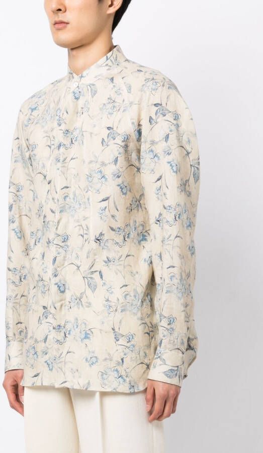 Kiton Overhemd met bloemenprint Beige
