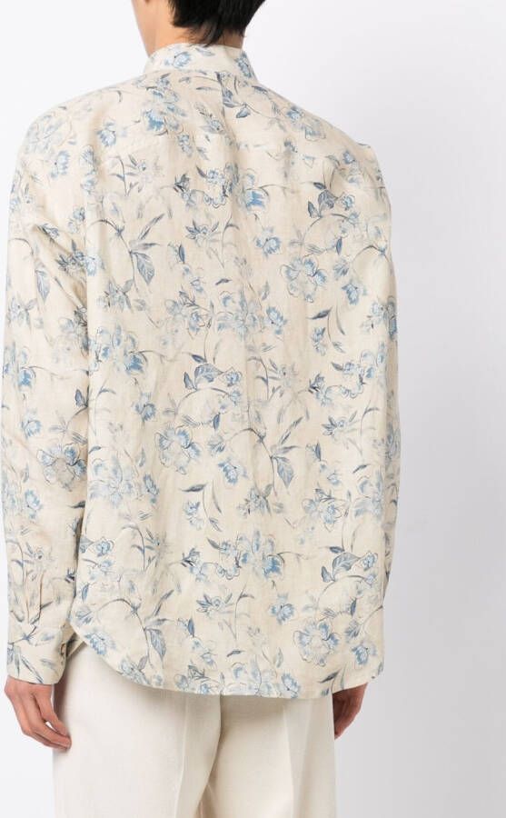Kiton Overhemd met bloemenprint Beige