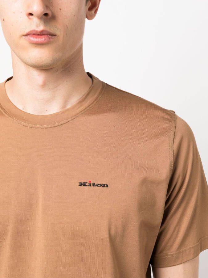 Kiton T-shirt met logoprint Bruin