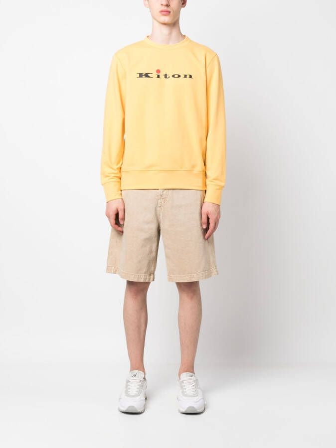 Kiton Sweater met logoprint Geel