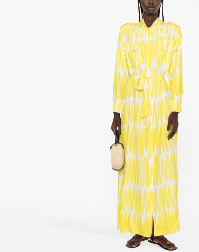 Kiton Maxi-jurk met print Geel