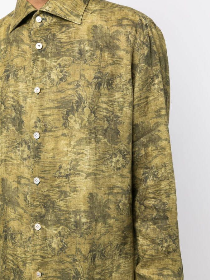 Kiton Overhemd met bloemenprint Groen