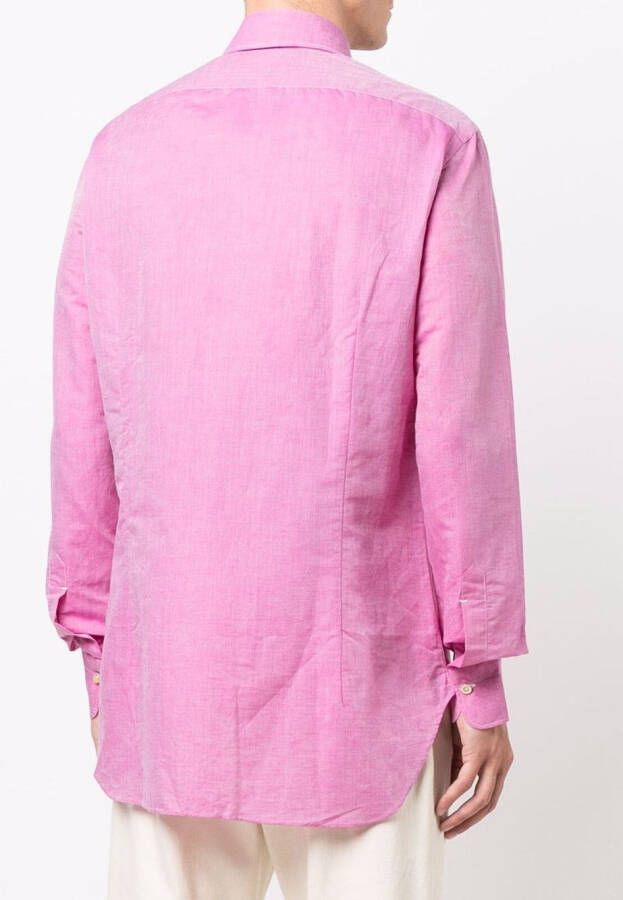 Kiton Overhemd met puntkraag Roze