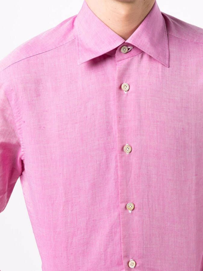 Kiton Overhemd met puntkraag Roze
