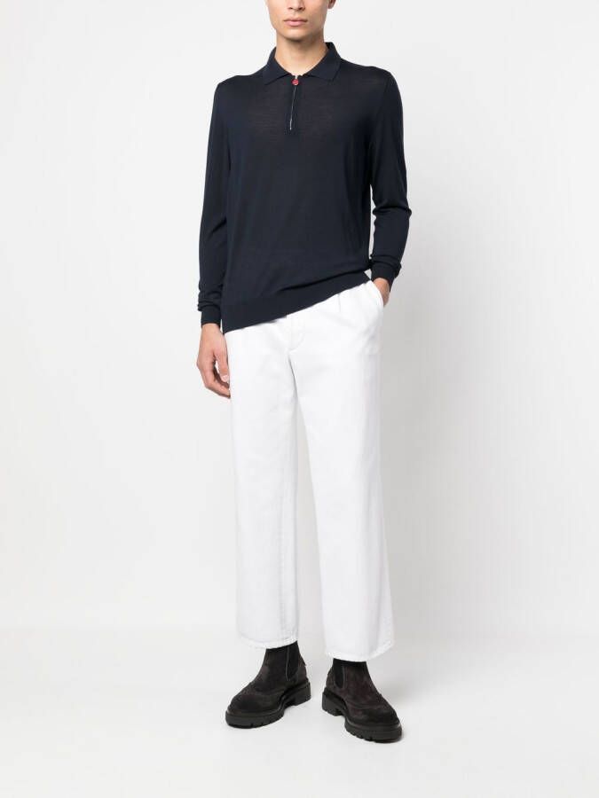 Kiton Poloshirt met rits Blauw