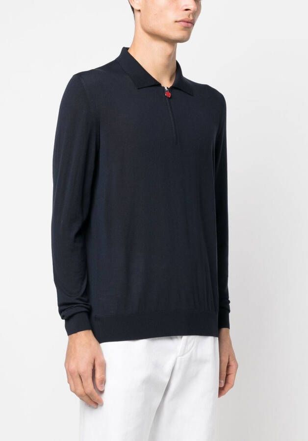 Kiton Poloshirt met rits Blauw
