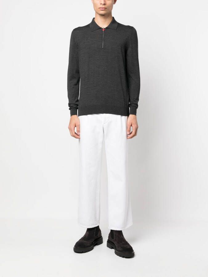 Kiton Poloshirt met rits Grijs