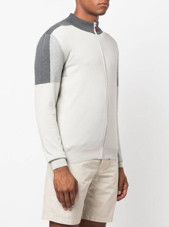 Kiton Sweater met colourblocking Grijs