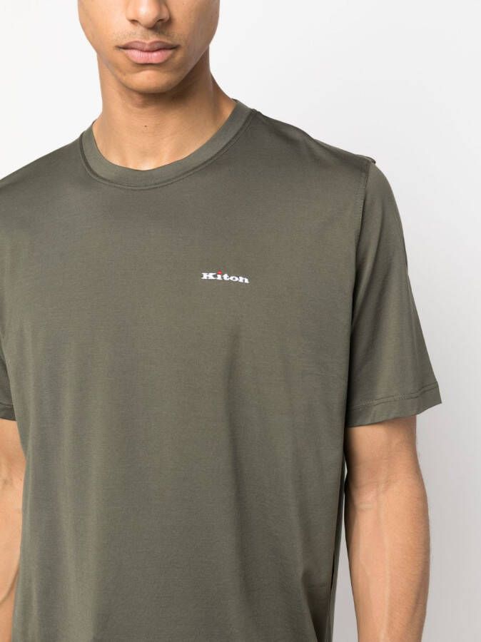Kiton T-shirt met logoprint Groen