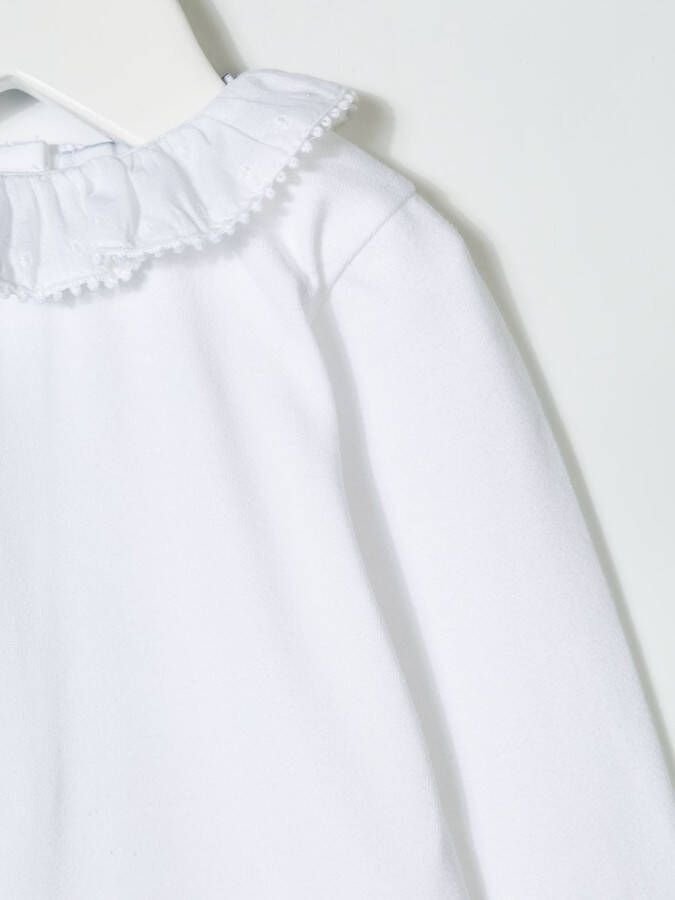 Knot bodysuit met ruches kraag Wit