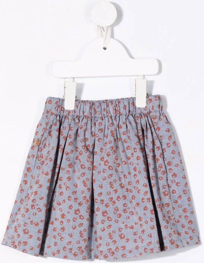 Knot Rok met bloemenprint Blauw
