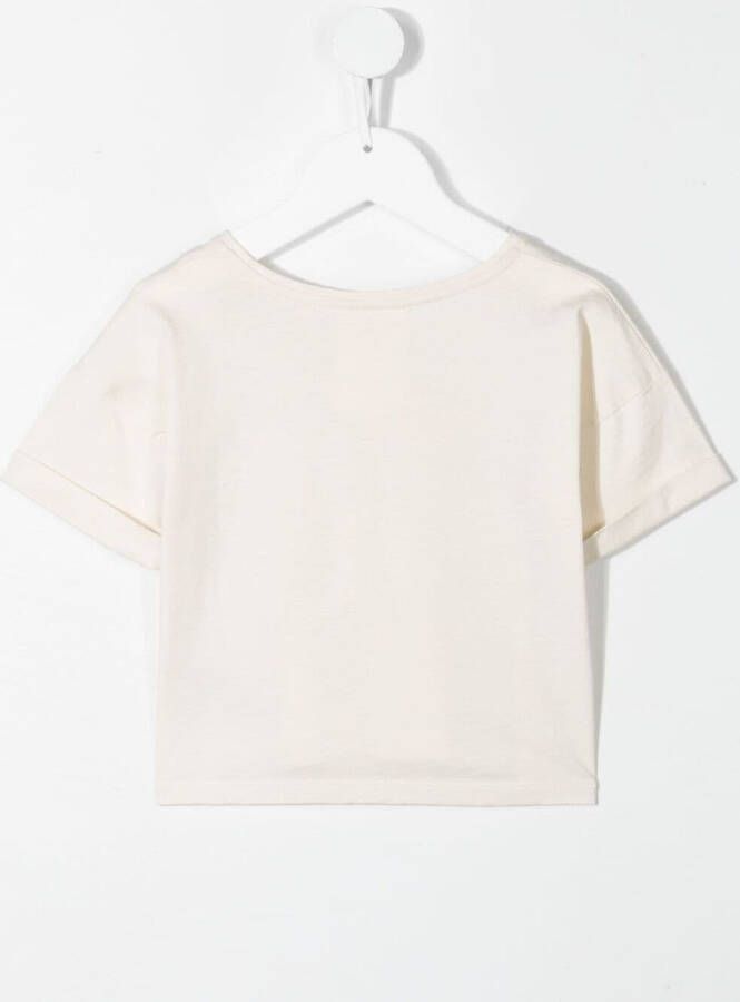 Knot T-shirt met tekst Beige