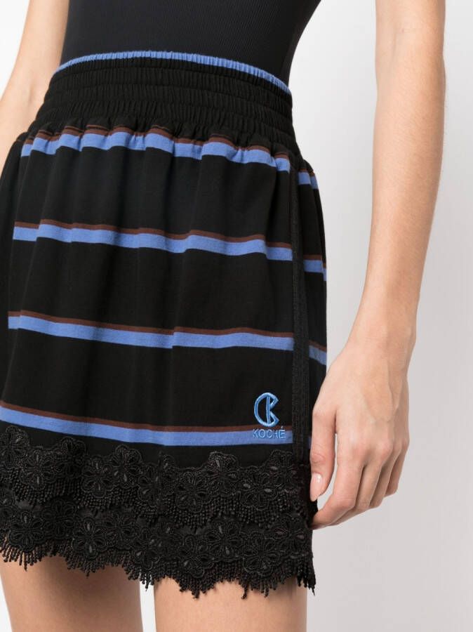 Koché Mini-rok met gewelfde afwerking Zwart
