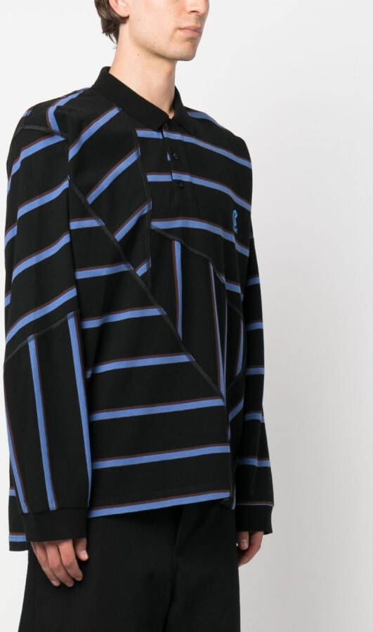 Koché Gestreept poloshirt Zwart
