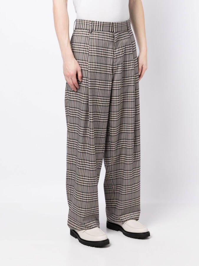 Kolor Geruite broek Bruin