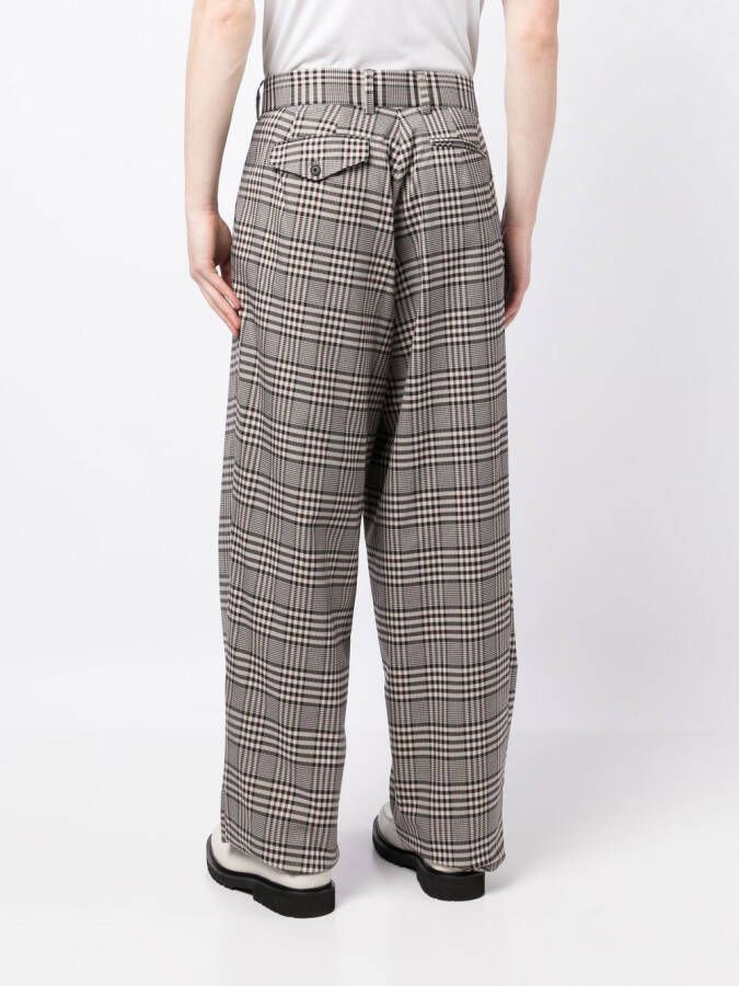 Kolor Geruite broek Bruin