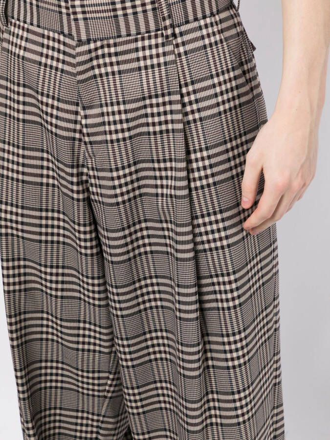 Kolor Geruite broek Bruin