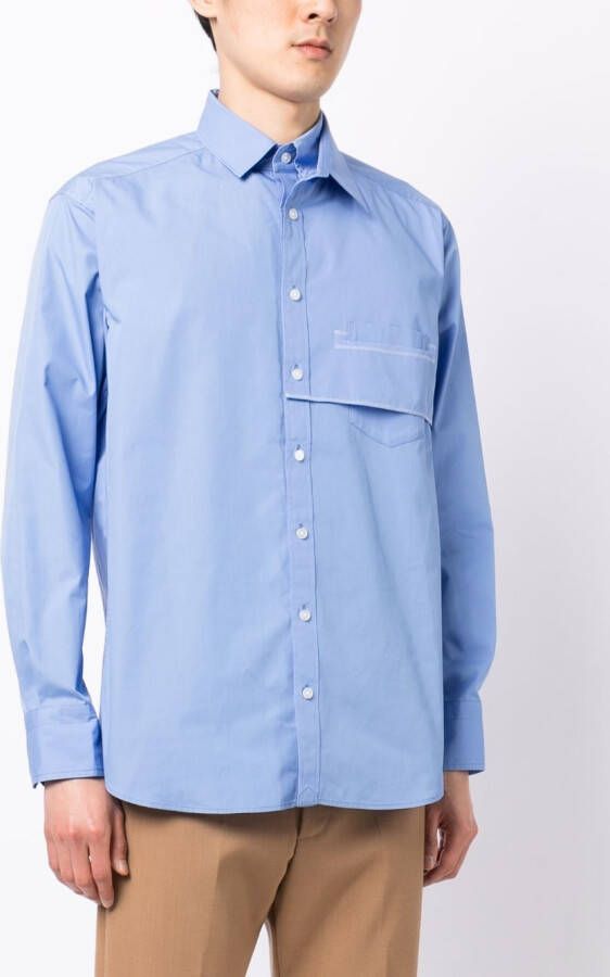 Kolor Overhemd met asymmetrische sluiting Blauw