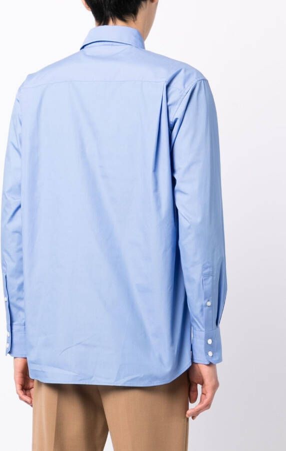 Kolor Overhemd met asymmetrische sluiting Blauw