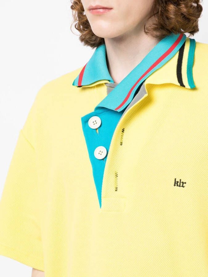 Kolor Poloshirt met geborduurd logo Geel
