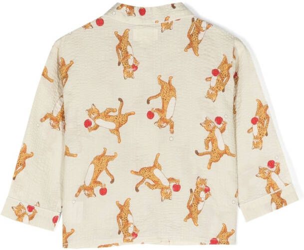 Konges Sløjd Overhemd met kattenprint Beige