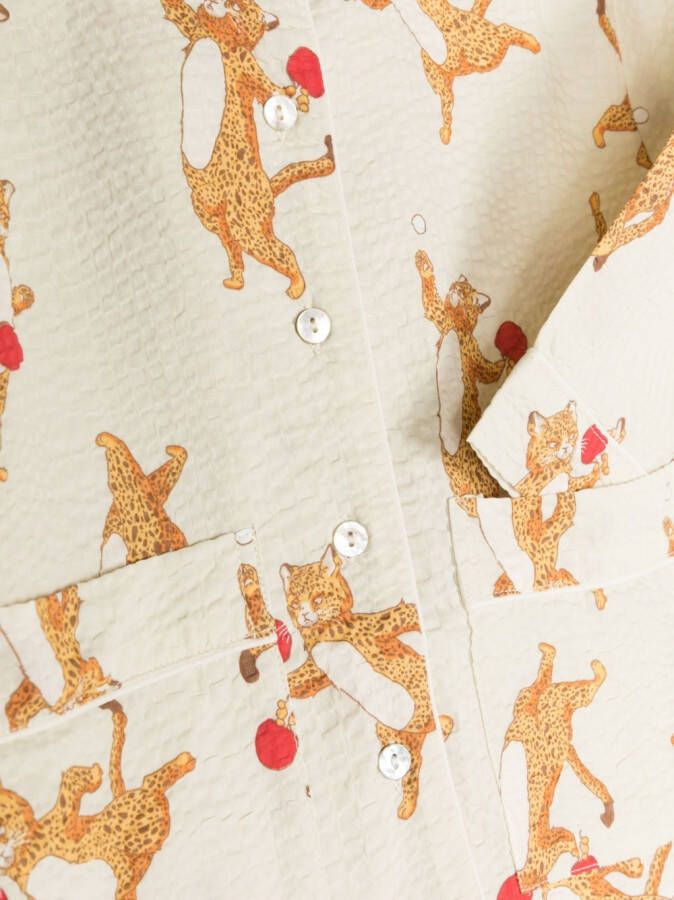 Konges Sløjd Overhemd met kattenprint Beige