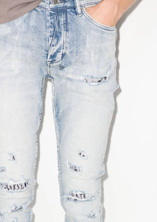 Ksubi Van Winkle Fire Patch Punk Blu skinny jeans Beige