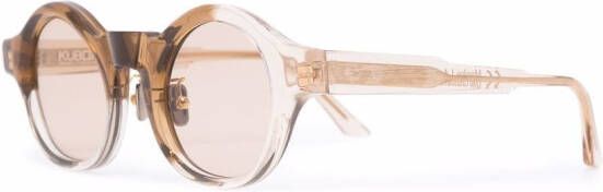 Kuboraum L4 zonnebril met rond montuur Beige
