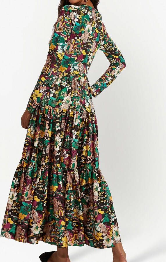 La DoubleJ Maxi-jurk met bloemenprint Bruin