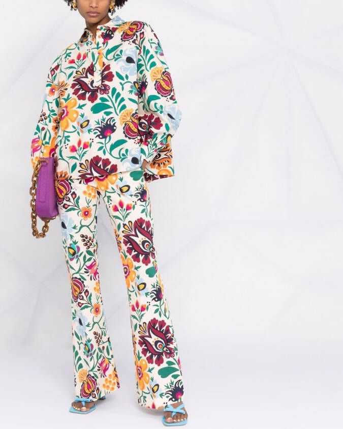 La DoubleJ Blouse met bloemenprint Beige