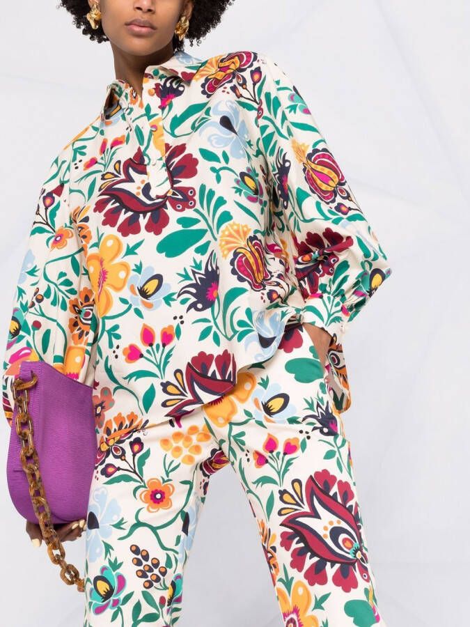 La DoubleJ Blouse met bloemenprint Beige