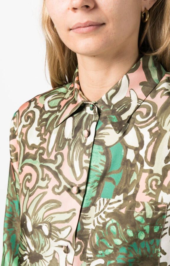 La DoubleJ Blouse met bloemenprint Groen