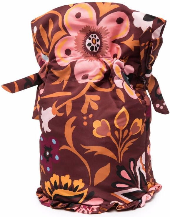 La DoubleJ Buidel met bloemenprint Bruin