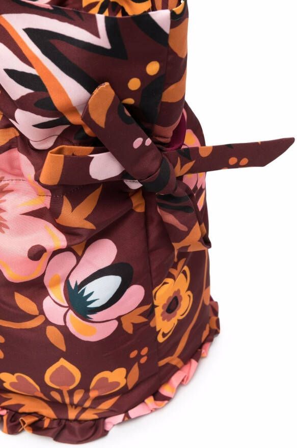 La DoubleJ Buidel met bloemenprint Bruin