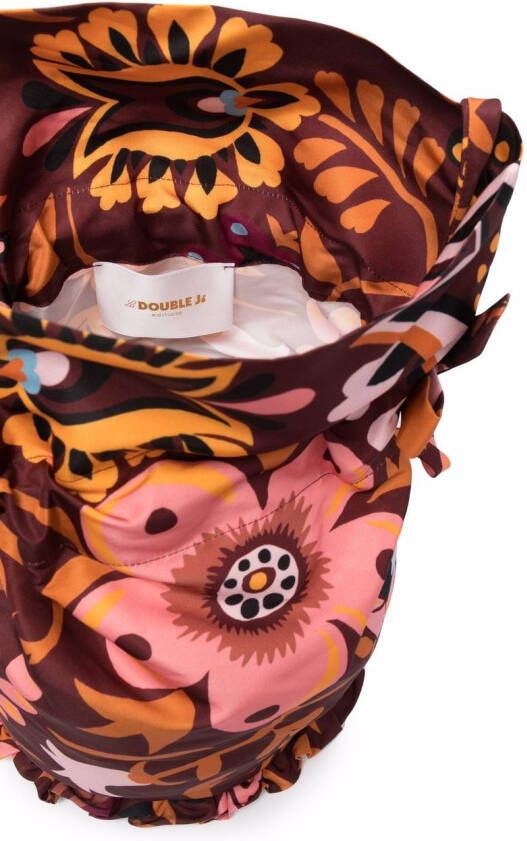 La DoubleJ Buidel met bloemenprint Bruin