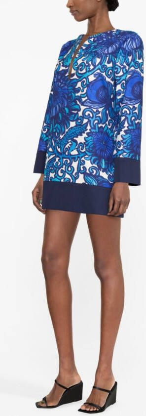 La DoubleJ Mini-jurk met bloemenprint Blauw