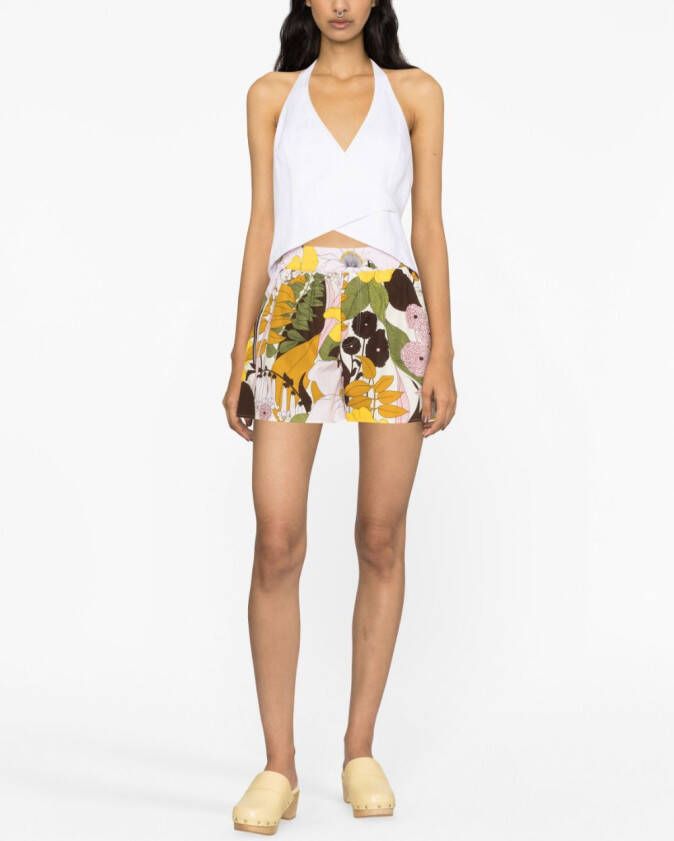 La DoubleJ Shorts met bloemenprint Beige