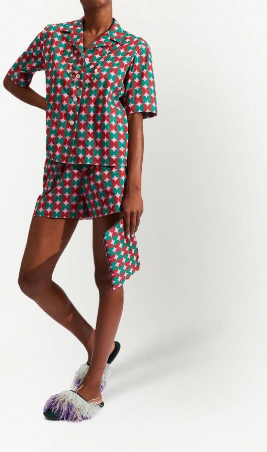 La DoubleJ Pyjama met geometrische print Rood