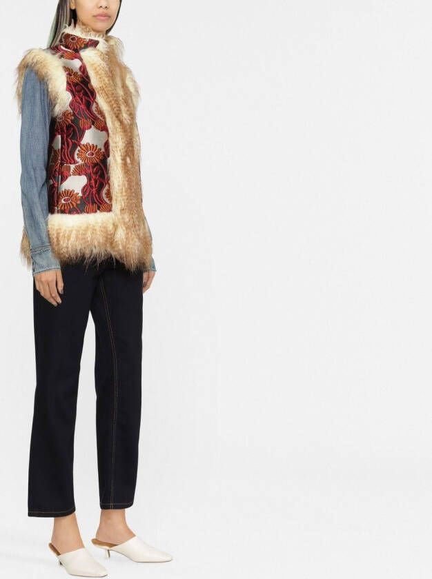 La DoubleJ Bodywarmer met afwerking van imitatiebont Beige
