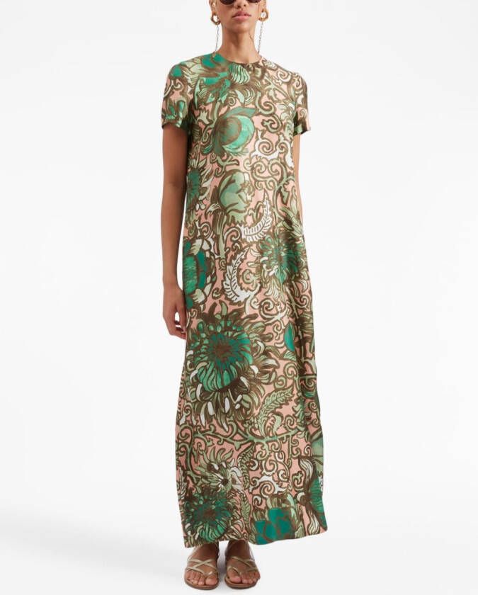 La DoubleJ Jurk met bloemenprint Beige