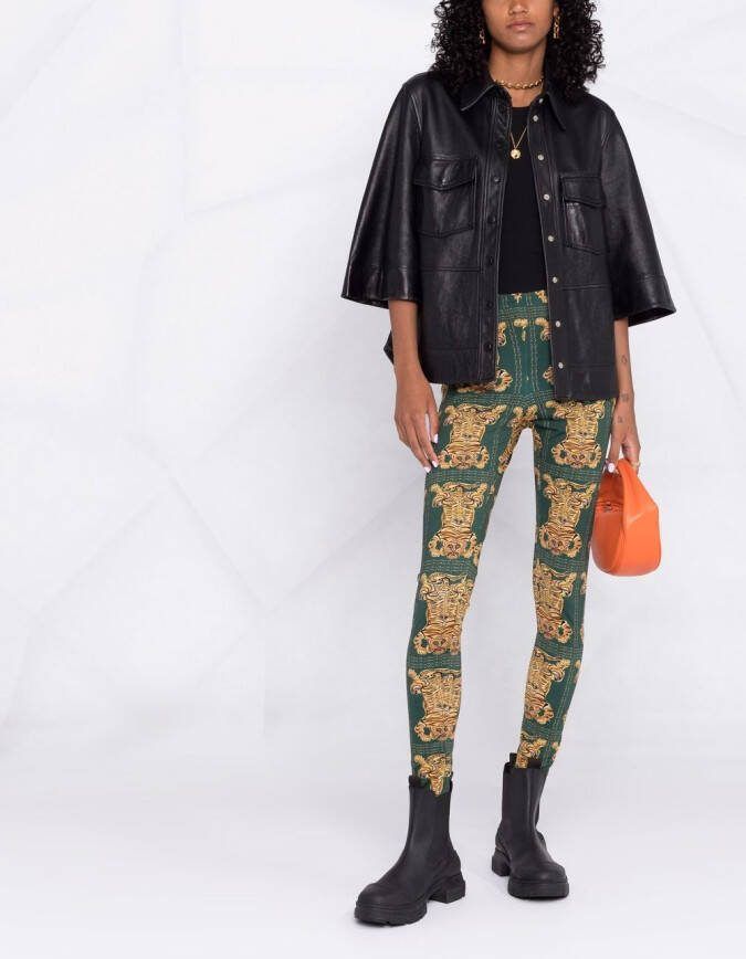 La DoubleJ Legging met bloemenprint Groen