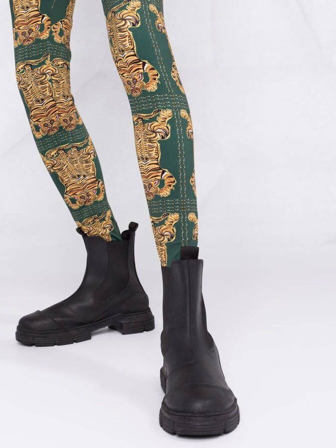 La DoubleJ Legging met bloemenprint Groen