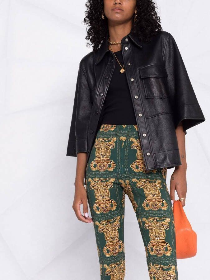La DoubleJ Legging met bloemenprint Groen