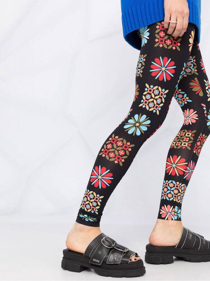 La DoubleJ Legging met bloemenprint Zwart