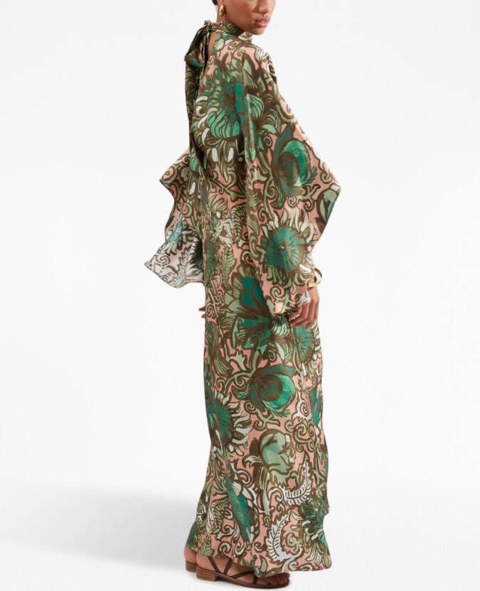 La DoubleJ Maxi-jurk met bloemenprint Beige