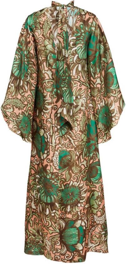 La DoubleJ Maxi-jurk met bloemenprint Beige
