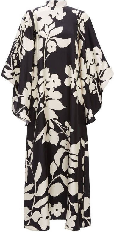 La DoubleJ Maxi-jurk met bloemenprint Zwart