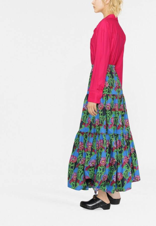 La DoubleJ Maxi-jurk met bloemenprint Groen